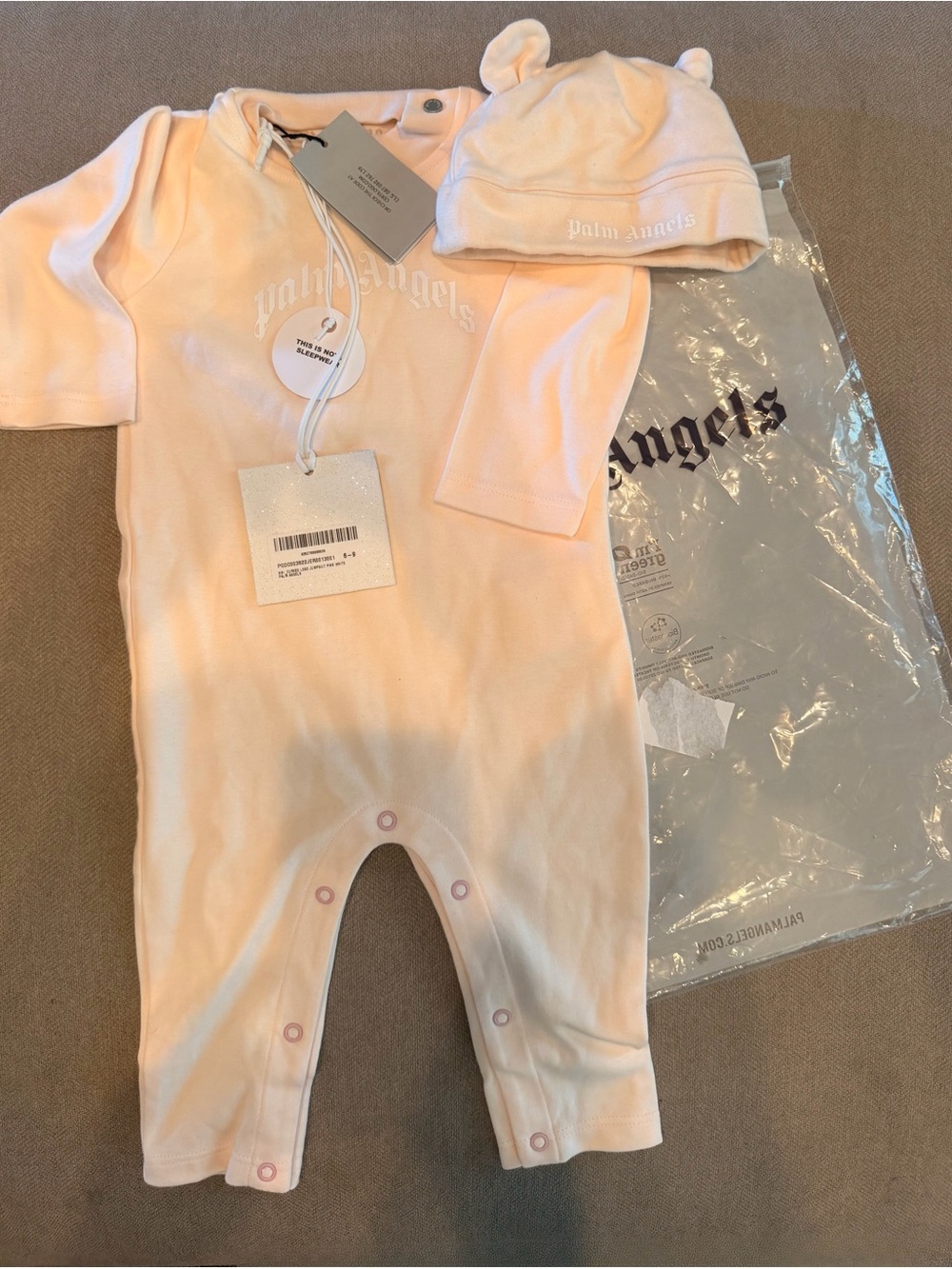 Angels Baby Pink One-Piece Footie with Bear-Ear Hat